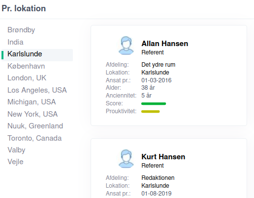 Screenshot fra en browser, hvor et Notes view vises som kort